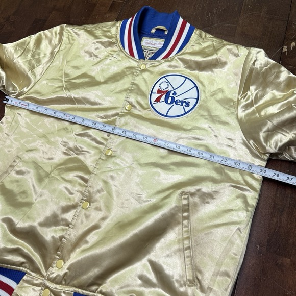 Men's‎ Mitchell&Ness NBA Philadelphia 76ers Satin Bomber Jacket XL - Picture 7 of 8